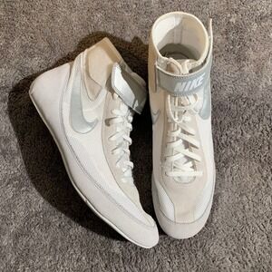 Nike Inflict 3 Wrestling Shoes White Metallic Silver 366683-100 12.5 High Top
